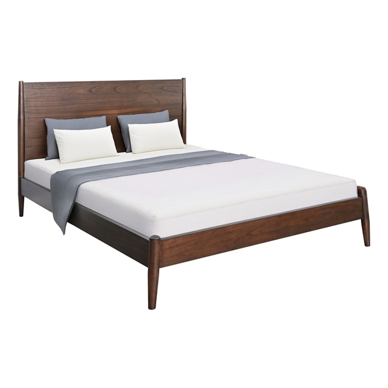 Pemberly Row Wood Contemporary Queen Panel Bed in Brown Finish