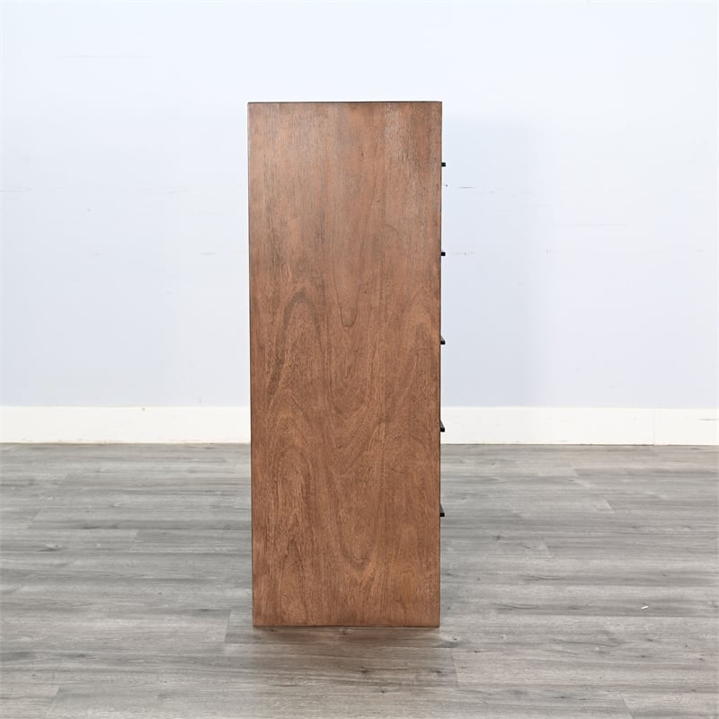 Pemberly Row Wood Natural Mid-Century Rustic Five-Drawer Chest