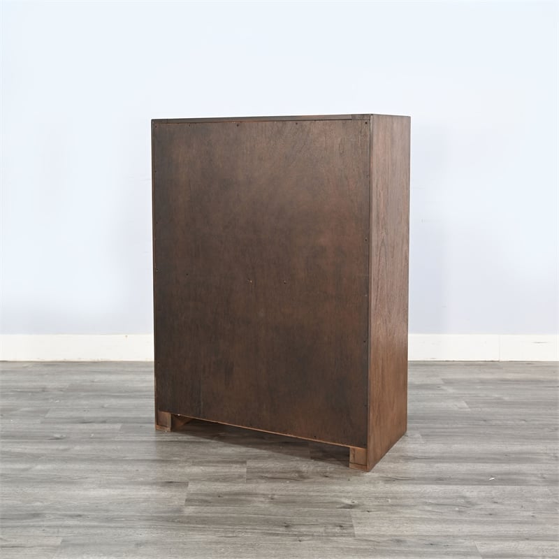 Pemberly Row Wood Natural Mid-Century Rustic Five-Drawer Chest