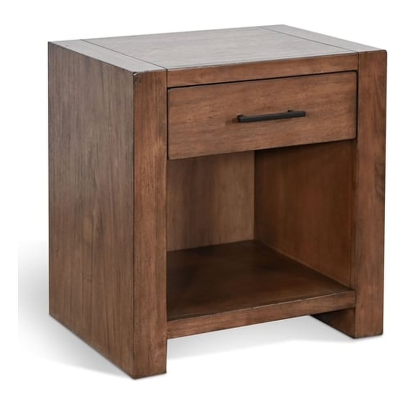 Pemberly Row Wood Natural Contemporary Rustic Brown Nightstand