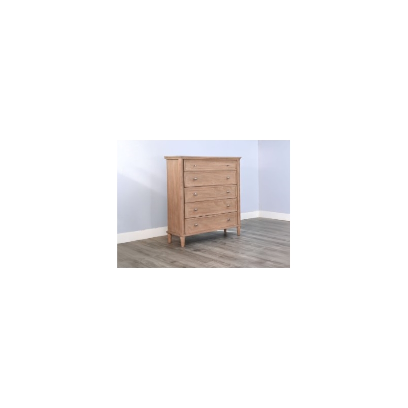 Pemberly Row Contemporary Wood 5-Drawer Chest with Tapered Legs
