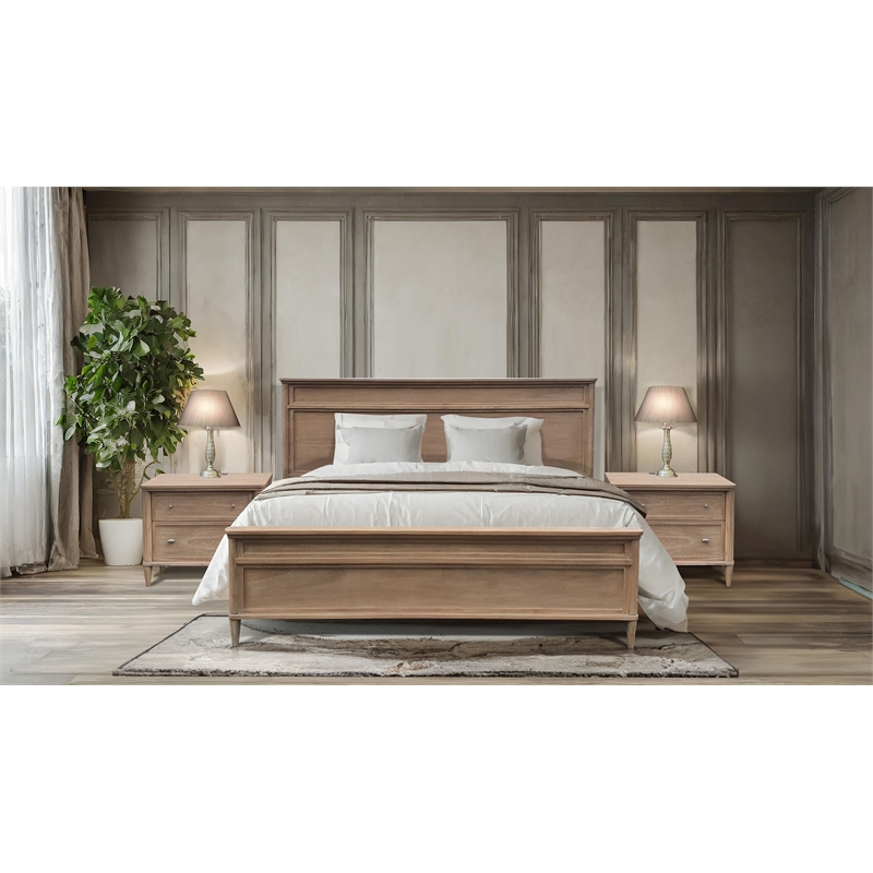 Pemberly Row Natural Finish Wood Transitional Eastern King Bed