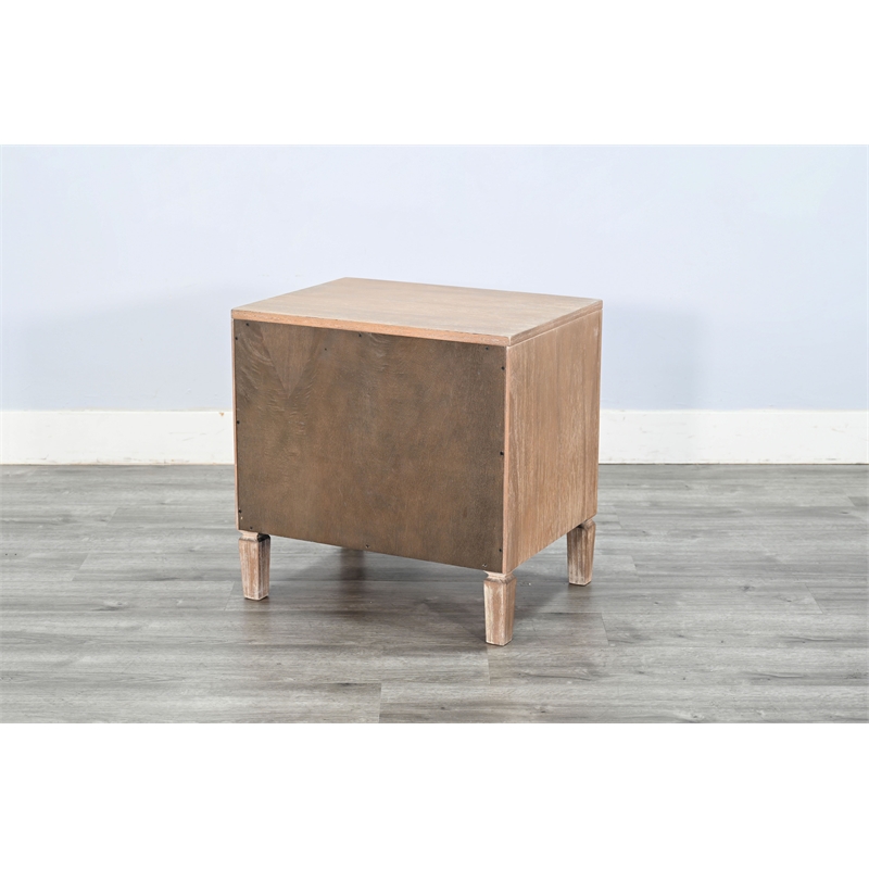 Pemberly Row Natural Wood Mid-Century Modern Cane Nightstand