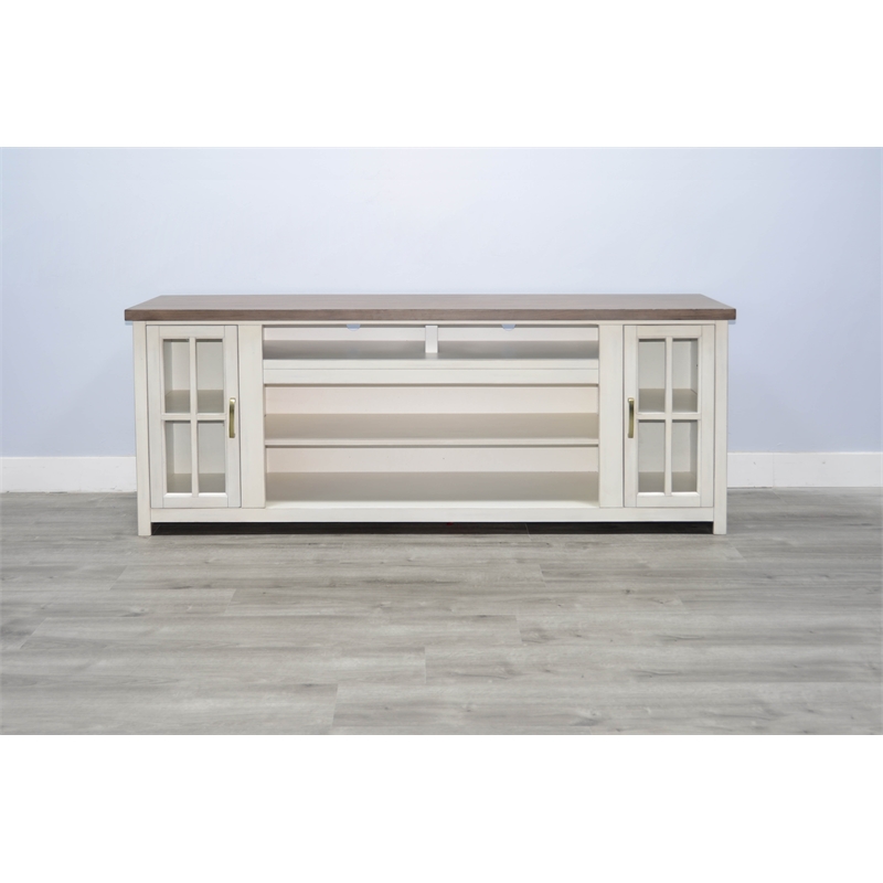 Pemberly Row Contemporary Wood Farmhouse 76-Inch Modern TV Stand