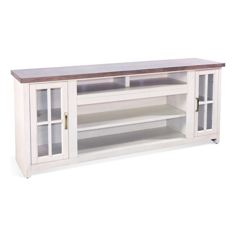 Pemberly Row Contemporary Wood Farmhouse 76-Inch Modern TV Stand