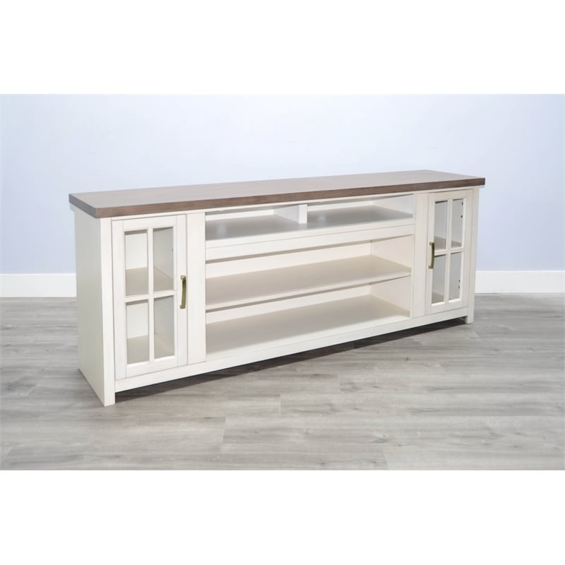 Pemberly Row Contemporary Wood Farmhouse 76-Inch Modern TV Stand
