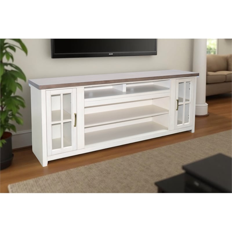 Pemberly Row Contemporary Wood Farmhouse 76-Inch Modern TV Stand