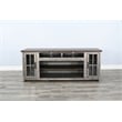 Pemberly Row Rustic Gray 76-Inch TV Stand with Glass Doors Console