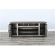 Pemberly Row Rustic Gray 76-Inch TV Stand with Glass Doors Console