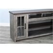 Pemberly Row Rustic Gray 76-Inch TV Stand with Glass Doors Console