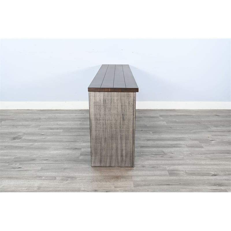 Pemberly Row Rustic Gray 76-Inch TV Stand with Glass Doors Console