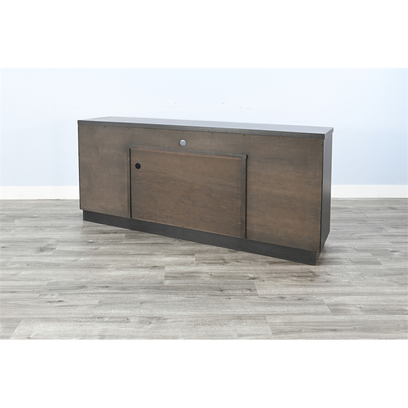 Pemberly Row Industrial Modern TV Stand with Reclaimed Wood Doors Media Cabinet