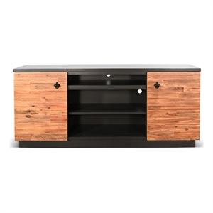 Pemberly Row Industrial Modern TV Stand with Reclaimed Wood Doors Media Cabinet
