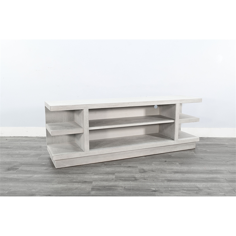 Pemberly Row Wood Contemporary Gray Open Shelf Media Console