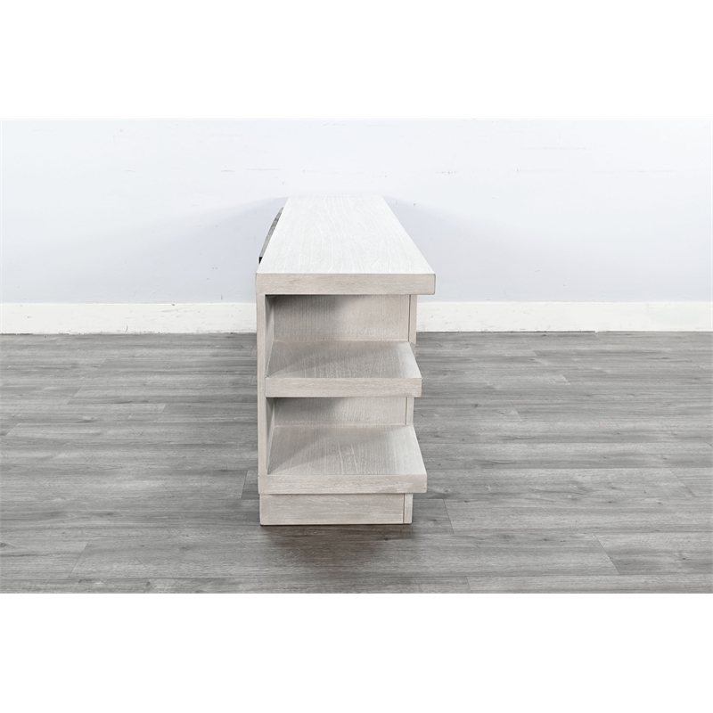 Pemberly Row Wood Contemporary Gray Open Shelf Media Console