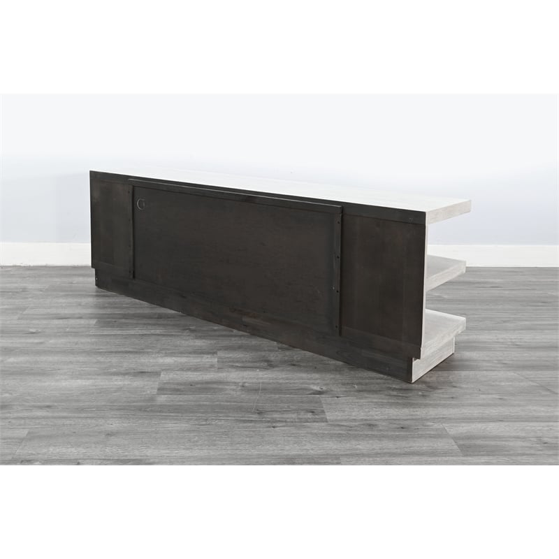 Pemberly Row Wood Contemporary Gray Open Shelf Media Console