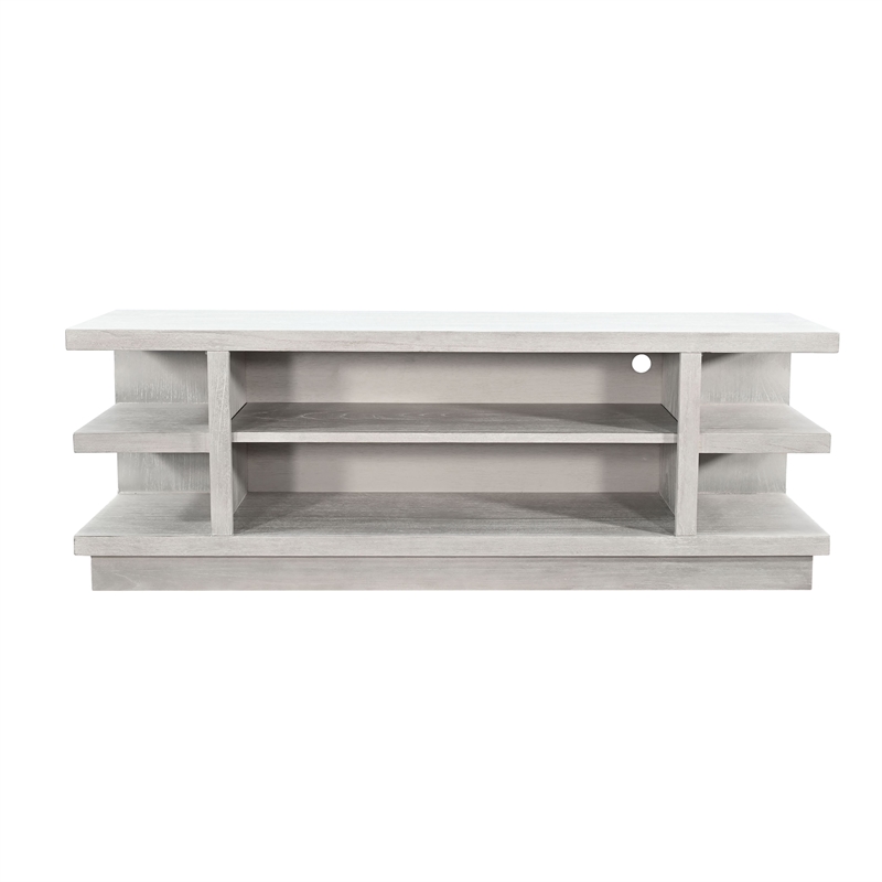 Pemberly Row Wood Contemporary Gray Open Shelf Media Console