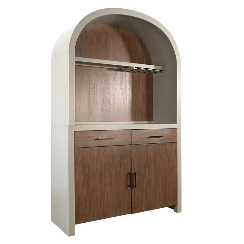 Pemberly Row Light Gray Contemporary Wood Arch Cabinet Coffee/Wine Bar
