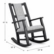 Pemberly Row Wood Farmhouse Cushion Rocker in Black Finish Finish