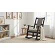Pemberly Row Wood Farmhouse Cushion Rocker in Black Finish Finish