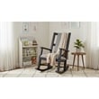 Pemberly Row Wood Farmhouse Cushion Rocker in Black Finish Finish