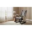 Pemberly Row Wood Farmhouse Cushion Rocker in Black Finish Finish