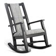Pemberly Row Wood Farmhouse Cushion Rocker in Black Finish Finish