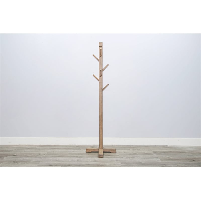 Pemberly Row Traditional Solid Wood Coat Rack with 8-Prong Hooks