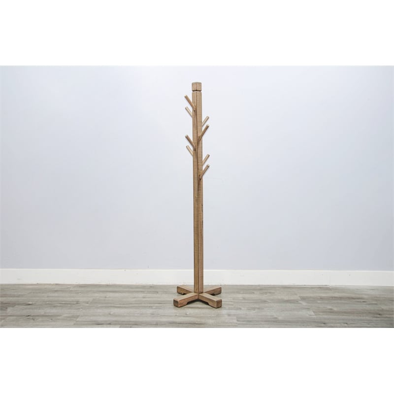 Pemberly Row Traditional Solid Wood Coat Rack with 8-Prong Hooks