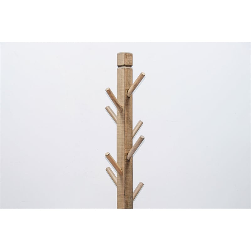 Pemberly Row Traditional Solid Wood Coat Rack with 8-Prong Hooks