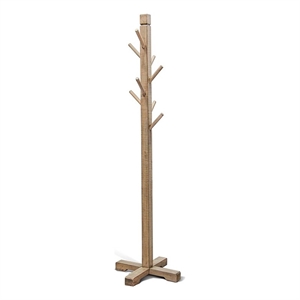 Pemberly Row Traditional Solid Wood Coat Rack with 8-Prong Hooks