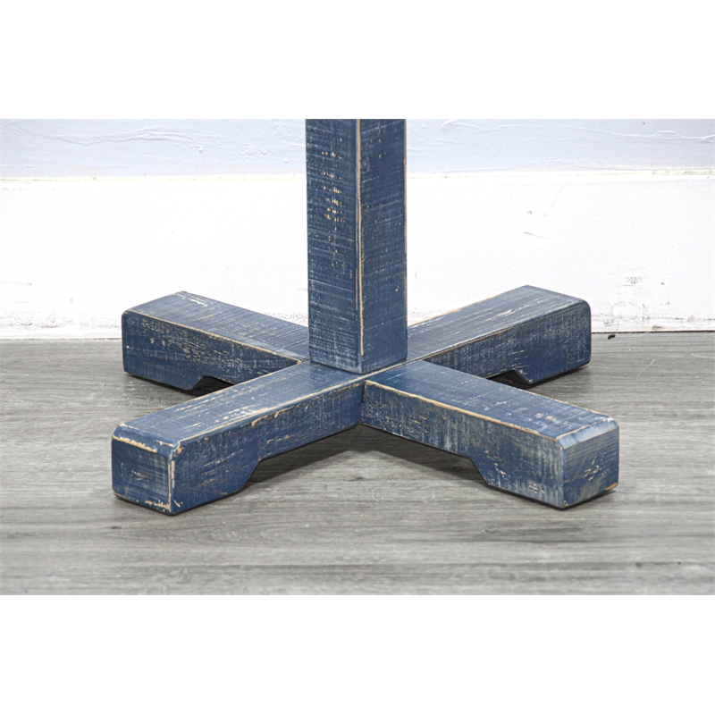 Pemberly Row Traditional Solid Wood Coat Rack with 8-Prong Hooks in Blue