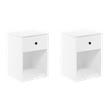 Pemberly Row Set of 2 Engineered Wood Nightstands with One Drawer in White