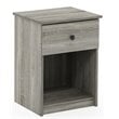 Pemberly Row Set of 2 Wood Nightstands with One Drawer in French Oak Gray