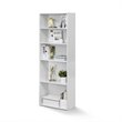 Pemberly Row Set of 2 Engineered Wood 5-Shelf Bookcases in Soft White