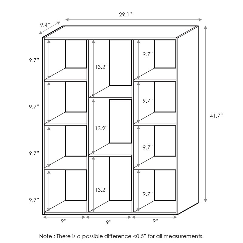 Pemberly Row Set of 2 Wood 11-Cube Reversible Open Shelf Bookcases in White
