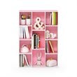 Pemberly Row Set of 2 Wood 11-Cube Reversible Open Shelf Bookcases in Pink