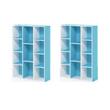 Pemberly Row Set of 2 Wood 11-Cube Reversible Open Shelf Bookcases in Blue