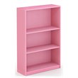 Pemberly Row Set of 2 Wood 3-Tier Adjustable Shelf Bookcases in Pink