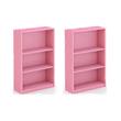 Pemberly Row Set of 2 Wood 3-Tier Adjustable Shelf Bookcases in Pink