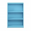 Pemberly Row Set of 2 Wood 3-Tier Adjustable Shelf Bookcases in Light Blue