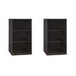 Pemberly Row Set of 2 Wood 3-Tier Adjustable Shelf Bookcases in Espresso