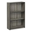 Pemberly Row Set of 2 Wood 3-Tier Adjustable Shelf Bookcases in French Oak Gray