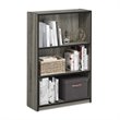 Pemberly Row Set of 2 Wood 3-Tier Adjustable Shelf Bookcases in French Oak Gray