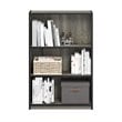 Pemberly Row Set of 2 Wood 3-Tier Adjustable Shelf Bookcases in French Oak Gray