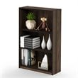 Pemberly Row Set of 2 Wood 3-Tier Adjustable Shelf Bookcases in Columbia Walnut
