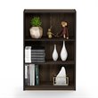 Pemberly Row Set of 2 Wood 3-Tier Adjustable Shelf Bookcases in Columbia Walnut