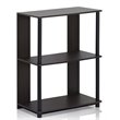 Pemberly Row Set of 2 Engineered Wood Design Bookcases in Walnut/Black