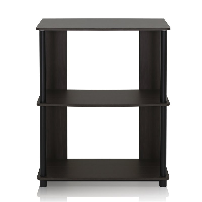 Pemberly Row Set of 2 Engineered Wood Design Bookcases in Walnut/Black