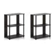 Pemberly Row Set of 2 Engineered Wood Design Bookcases in Walnut/Black